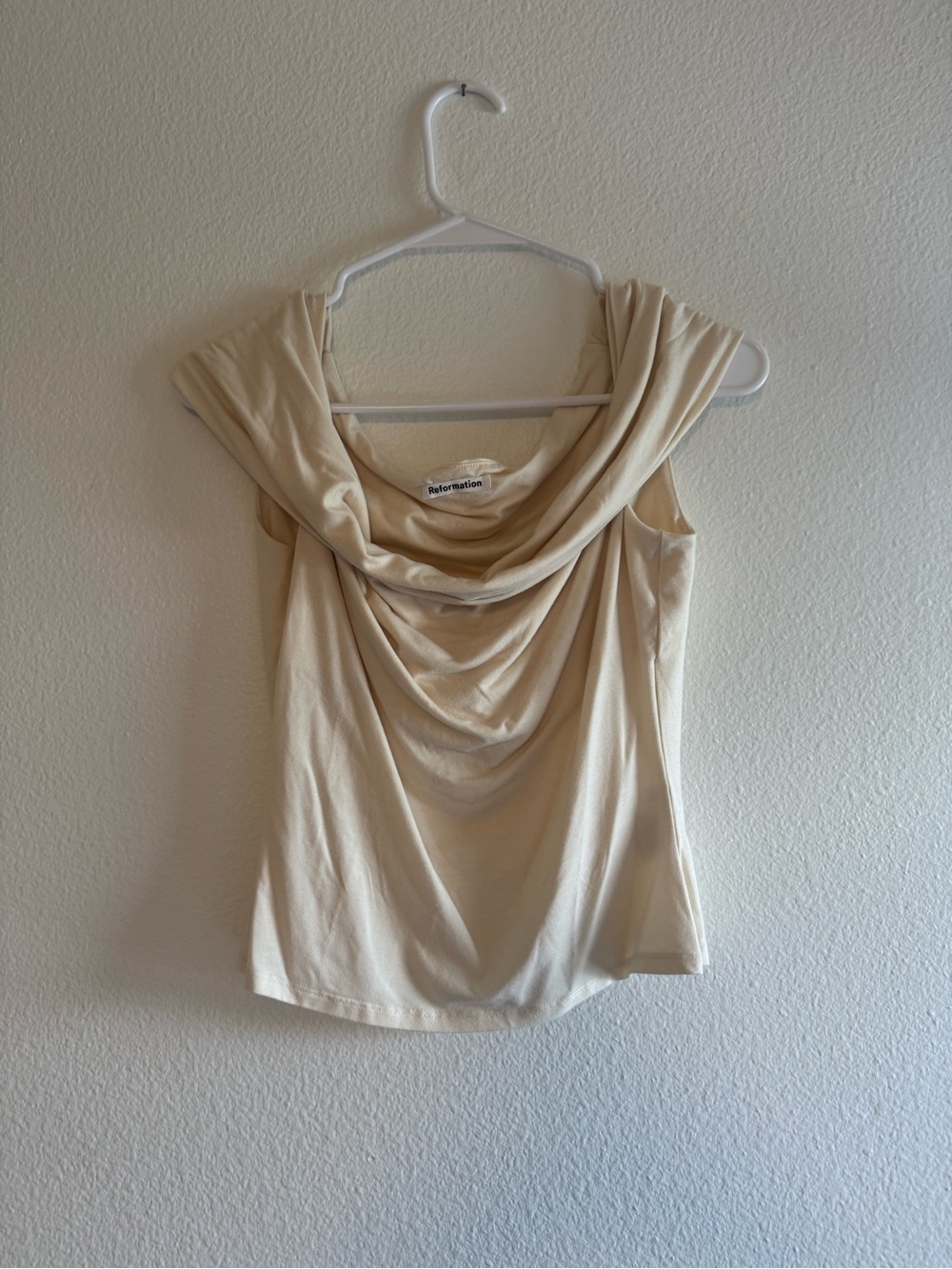 Reformation Cream Cowl Neck Sleeveless Camisole